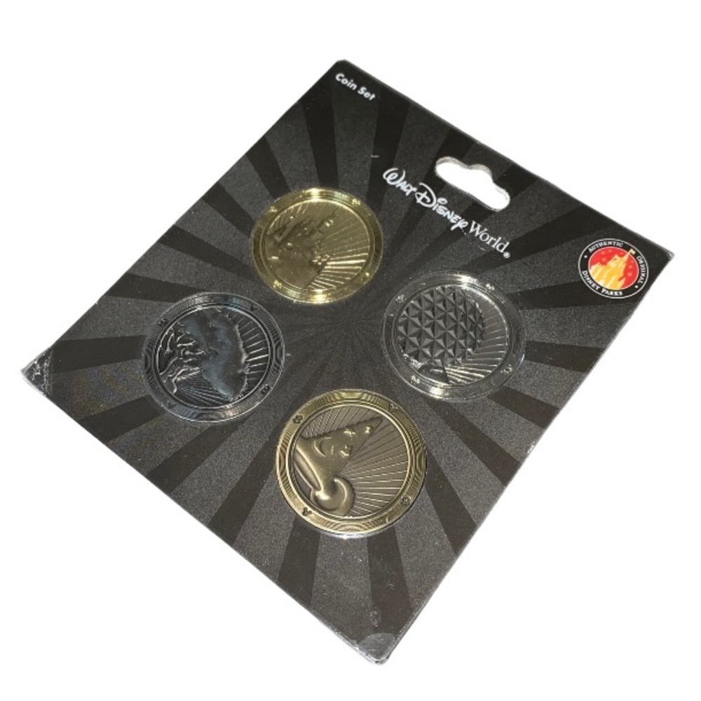 🇺🇸 Walt Disney World Exclusive Theme Park Icons Metal Coin Set (4) Collectible